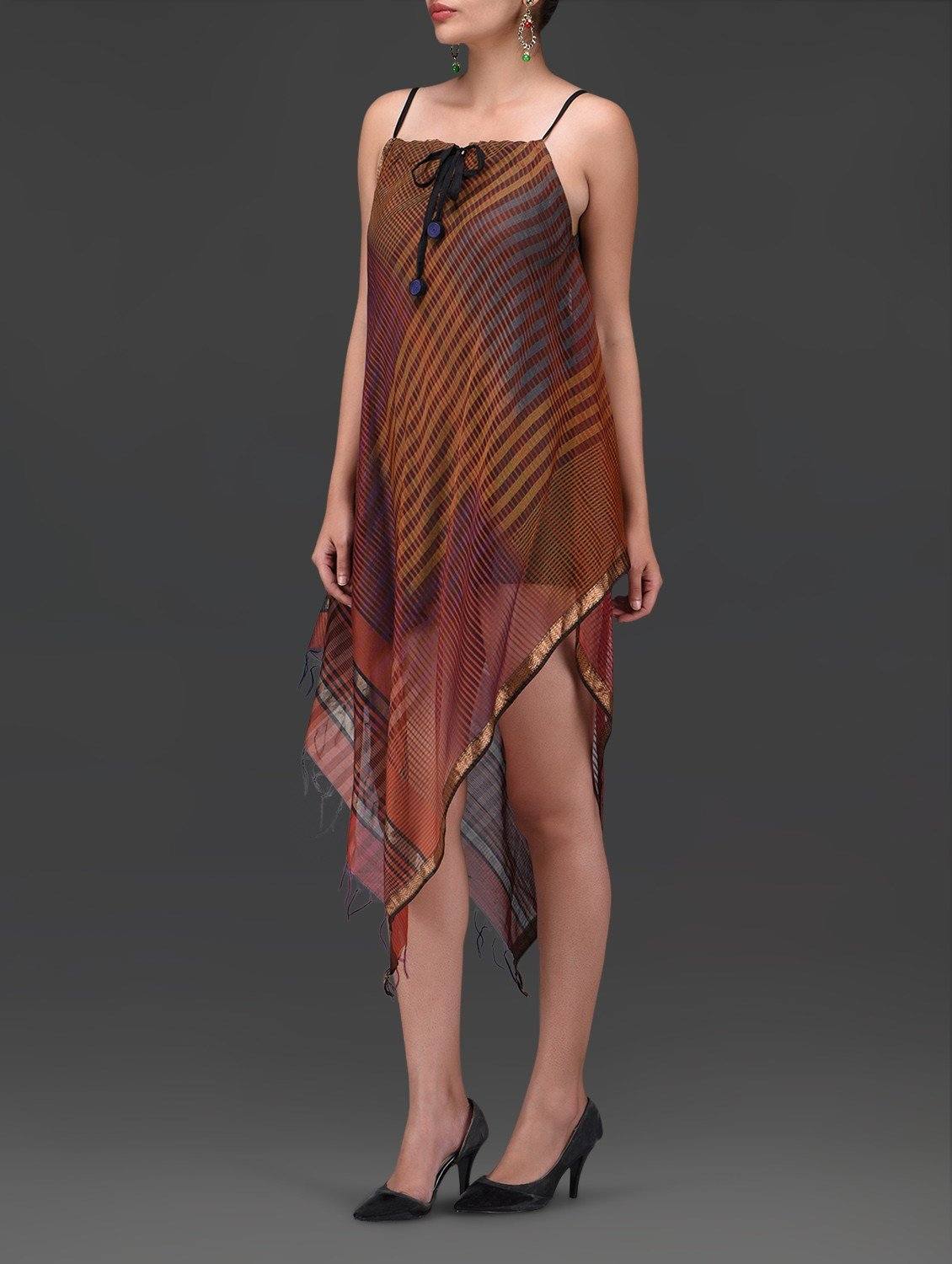 Brick red bias dress Dress Sonal Kabra Sonal Kabra Buy Shop online premium luxury fashion clothing natural fabrics sustainable organic hand made handcrafted artisans craftsmen