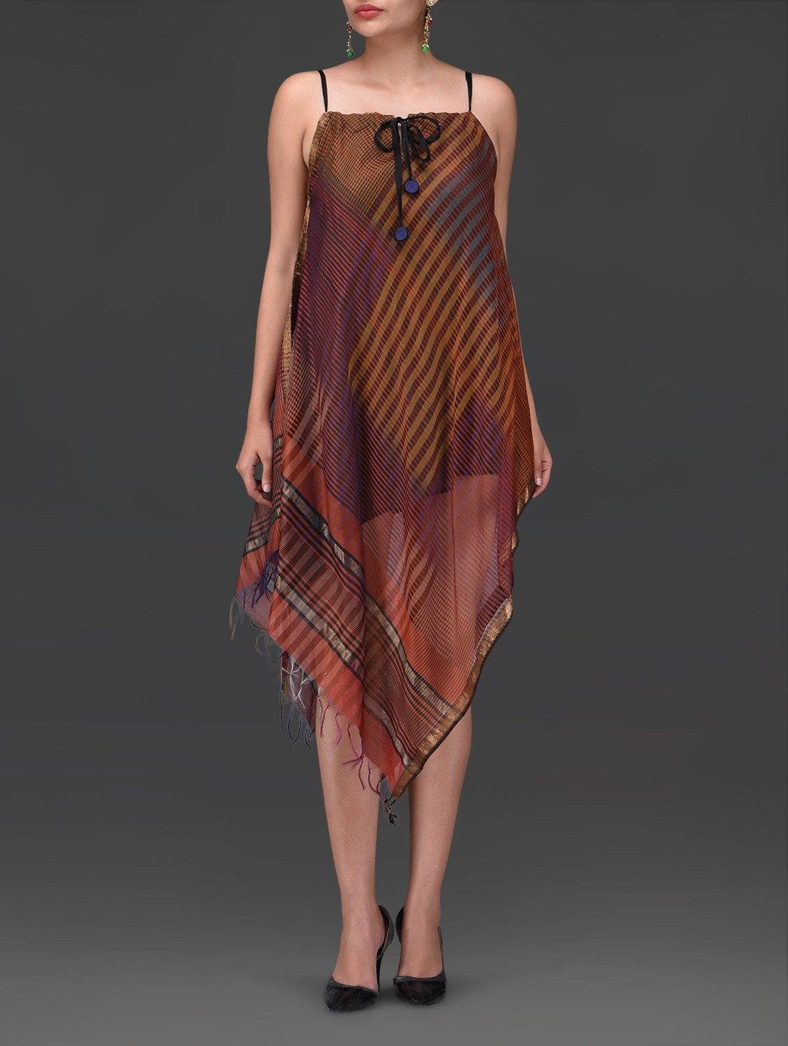 Brick red bias dress Dress Sonal Kabra Sonal Kabra Buy Shop online premium luxury fashion clothing natural fabrics sustainable organic hand made handcrafted artisans craftsmen