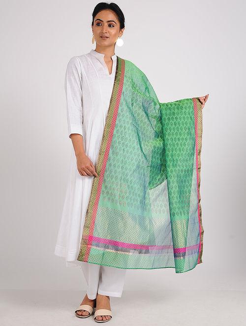 Chanderi zari dupatta Sarees & Stoles Sonal Kabra Sonal Kabra Buy Shop online premium luxury fashion clothing natural fabrics sustainable organic hand made handcrafted artisans craftsmen