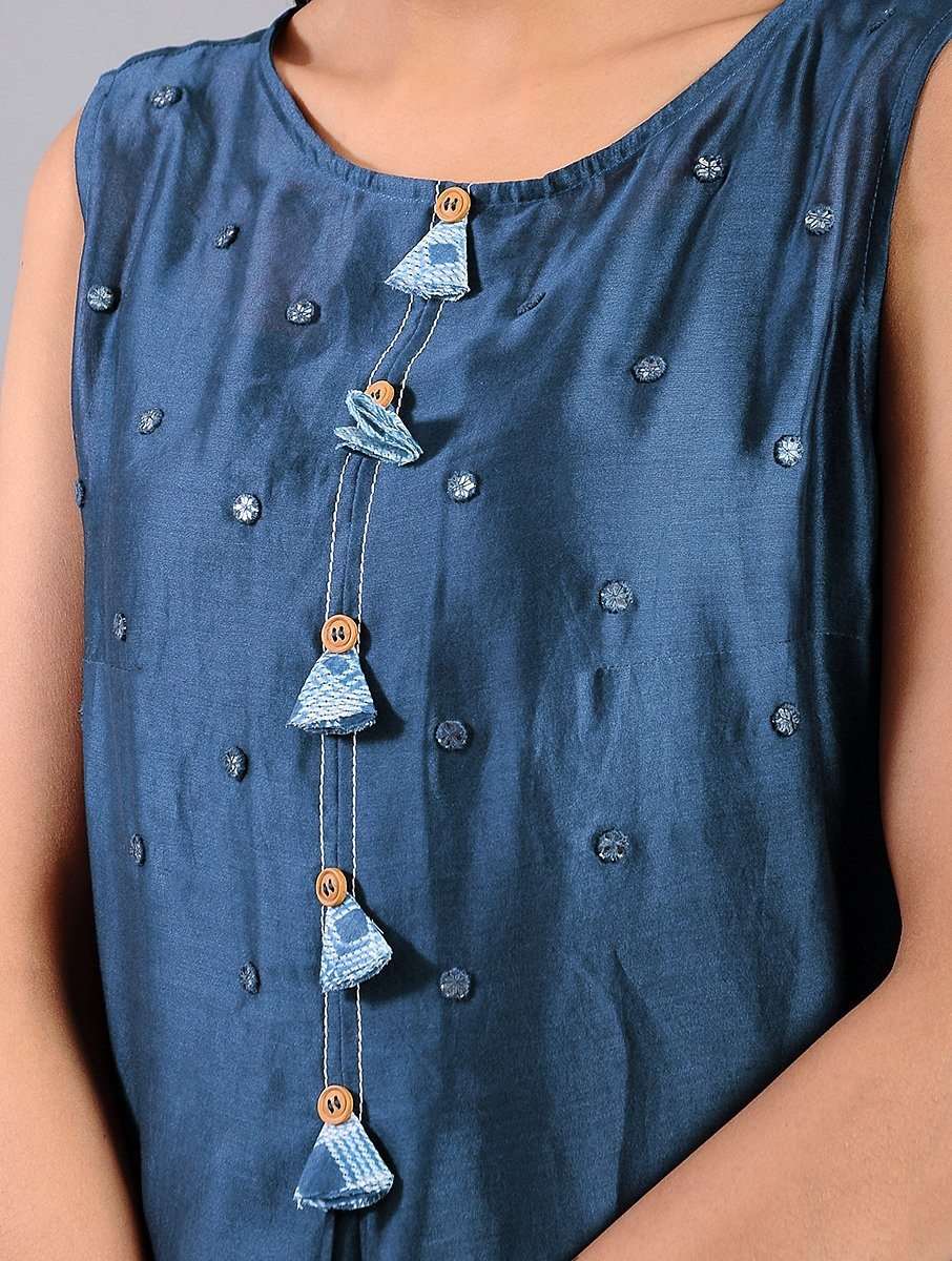 Drape dress - Indigo (Set of 2) Dress Sonal Kabra Sonal Kabra Buy Shop online premium luxury fashion clothing natural fabrics sustainable organic hand made handcrafted artisans craftsmen