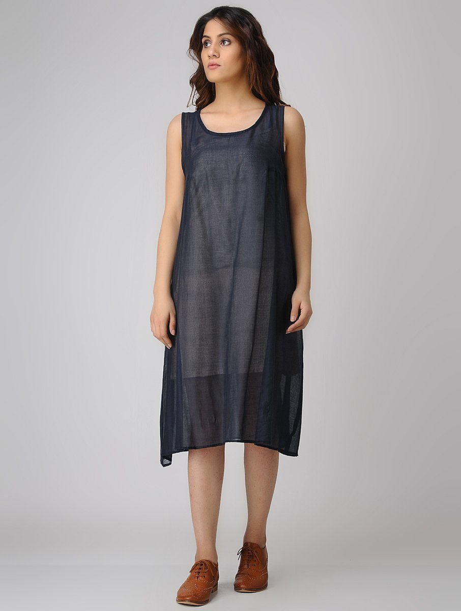 Indigo zigzag jacket dress (Set of 2) Jacket dress Sonal Kabra Sonal Kabra Buy Shop online premium luxury fashion clothing natural fabrics sustainable organic hand made handcrafted artisans craftsmen