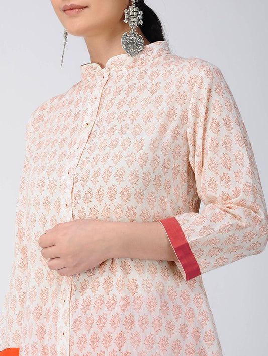 Ivory Red Jacket Dress Jacket dress Sonal Kabra Sonal Kabra Buy Shop online premium luxury fashion clothing natural fabrics sustainable organic hand made handcrafted artisans craftsmen