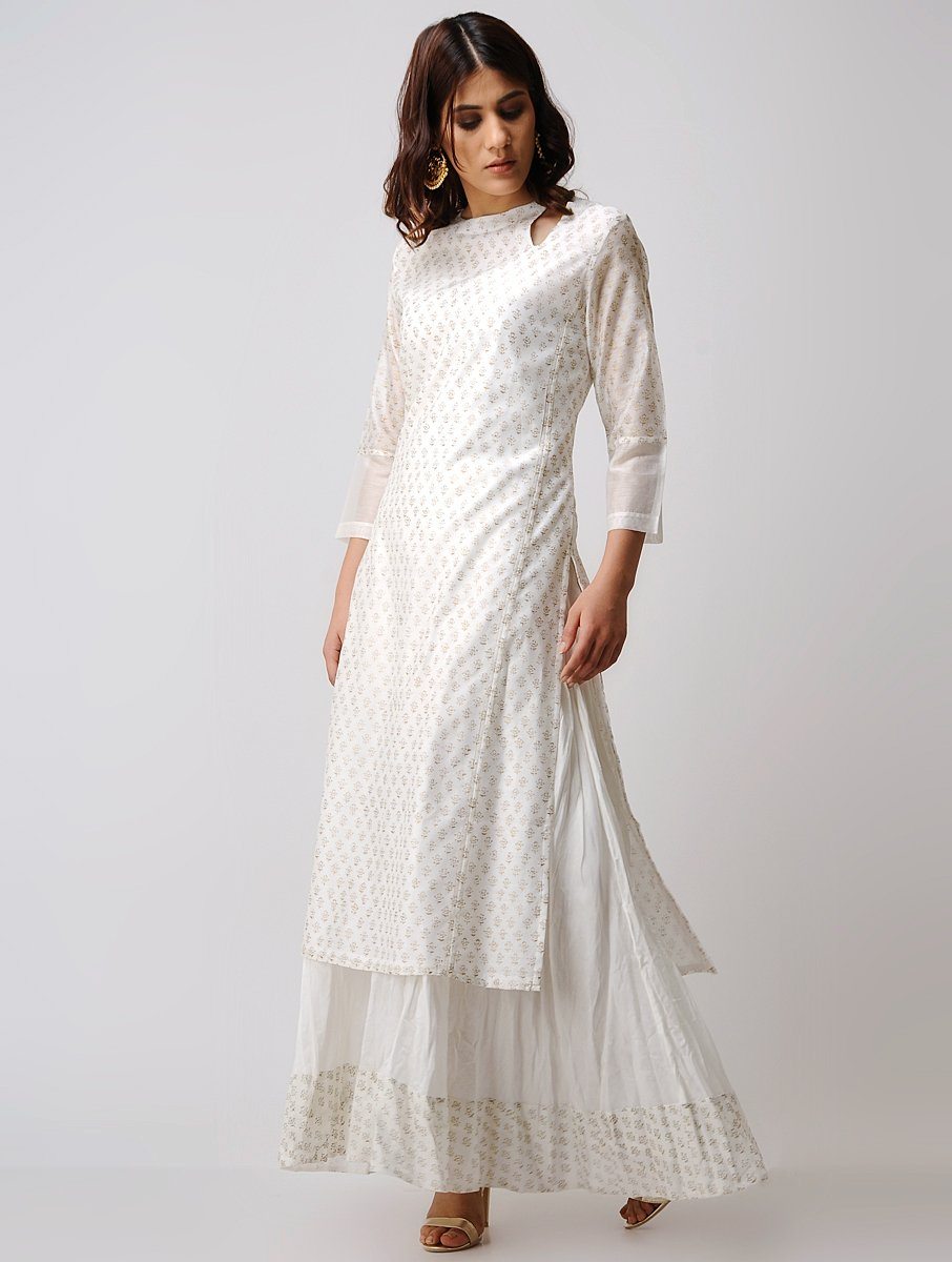 Keyhole neck kurta Kurta The Neem Tree Sonal Kabra Buy Shop online premium luxury fashion clothing natural fabrics sustainable organic hand made handcrafted artisans craftsmen