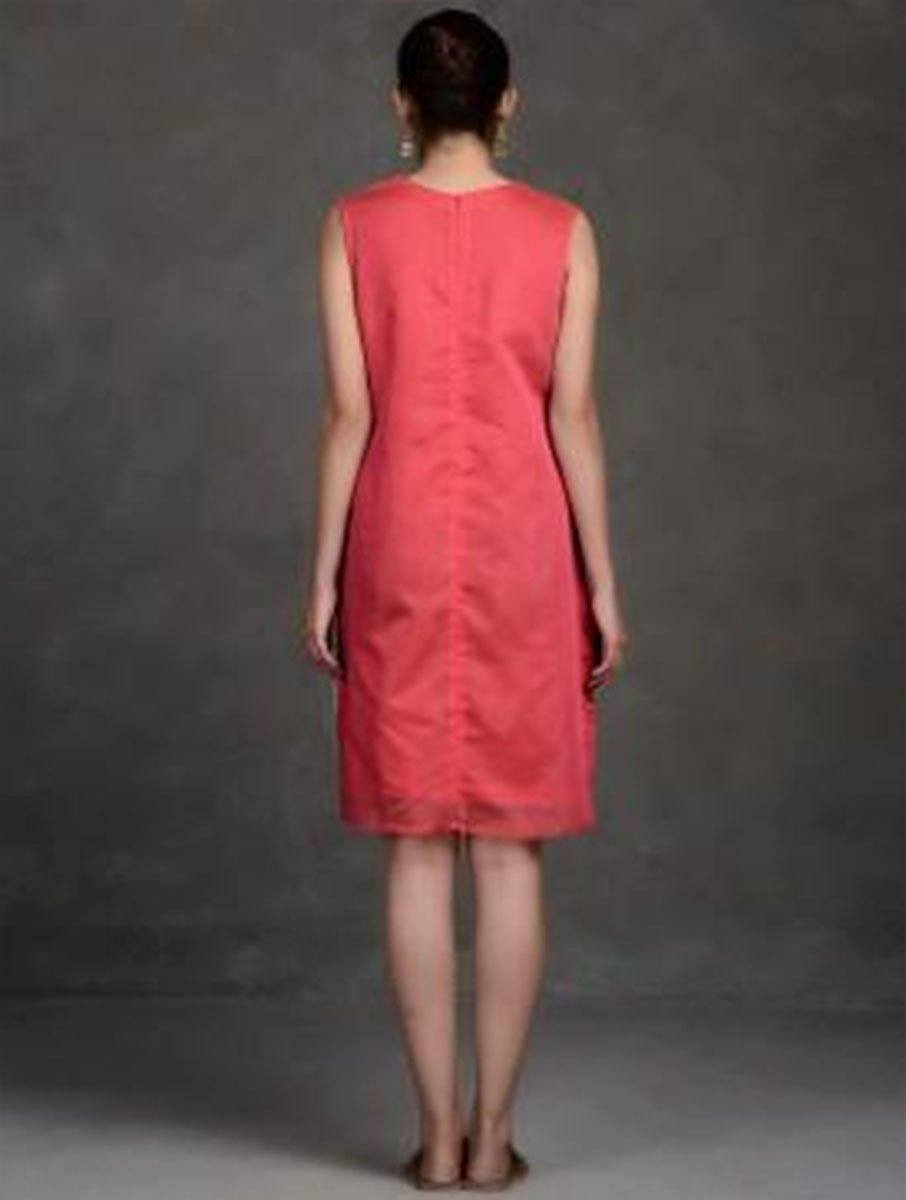 Pink block print dress Dress Sonal Kabra Sonal Kabra Buy Shop online premium luxury fashion clothing natural fabrics sustainable organic hand made handcrafted artisans craftsmen