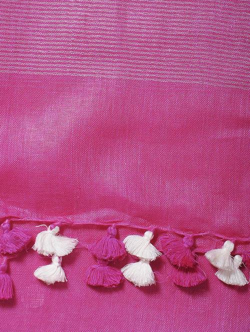 Flowy pink bhagalpuri dupatta, natural shine fine zari lines, dry cleaning advisable