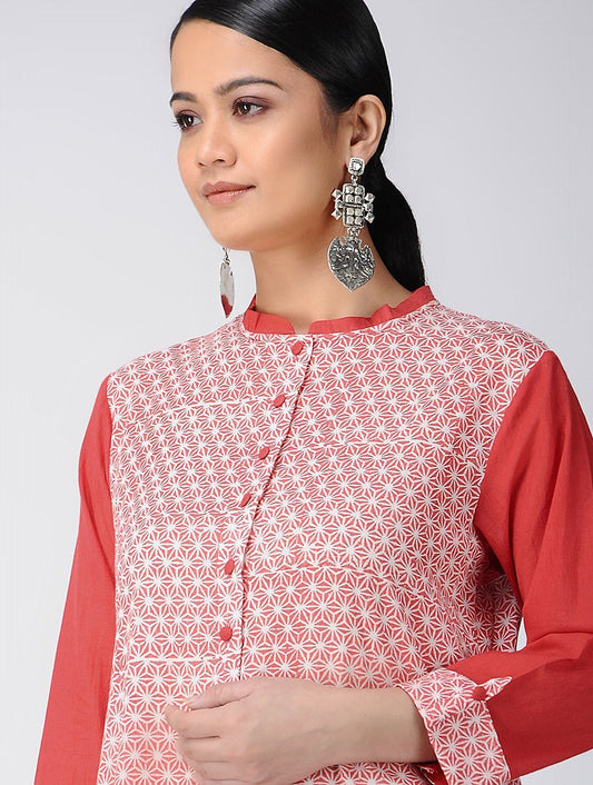 Red jacket dress Jacket dress Sonal Kabra Sonal Kabra Buy Shop online premium luxury fashion clothing natural fabrics sustainable organic hand made handcrafted artisans craftsmen