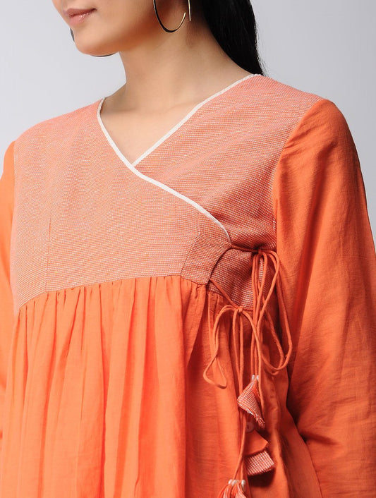 Saffron angarakha top Top The Neem Tree Sonal Kabra Buy Shop online premium luxury fashion clothing natural fabrics sustainable organic hand made handcrafted artisans craftsmen