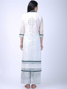 White & blue kurta Kurta Sonal Kabra Sonal Kabra Buy Shop online premium luxury fashion clothing natural fabrics sustainable organic hand made handcrafted artisans craftsmen