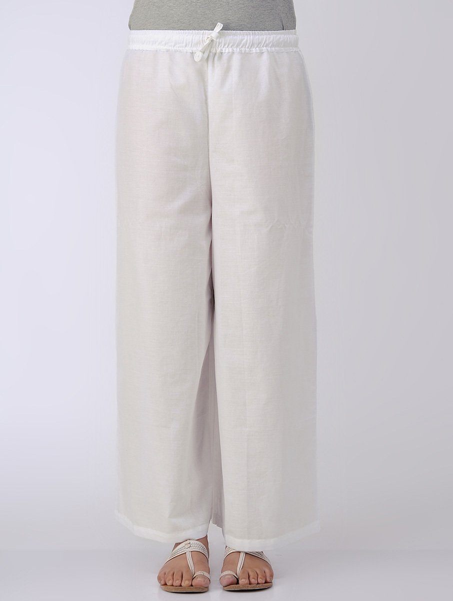 White palazzo Palazzo The Neem Tree Sonal Kabra Buy Shop online premium luxury fashion clothing natural fabrics sustainable organic hand made handcrafted artisans craftsmen