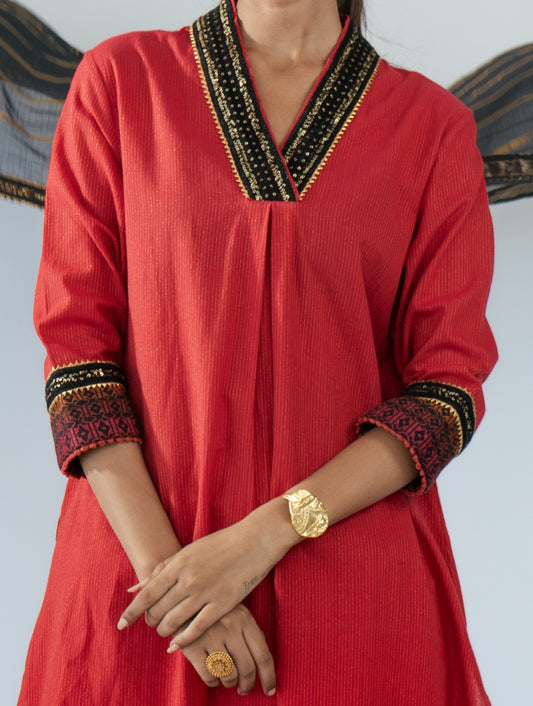 Red Kurta Set