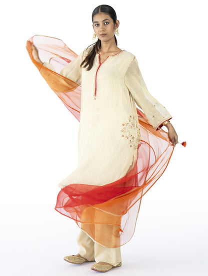 Ivory Tissue Kurta Set