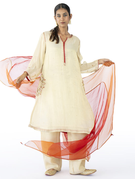 Ivory Tissue Kurta Set