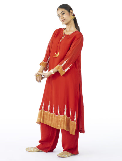 Red Organza Kurta Set