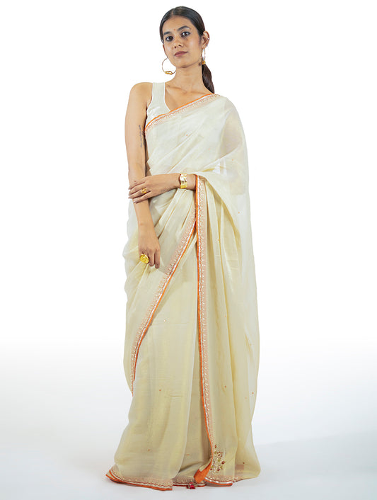 Ivory Tissue Saree