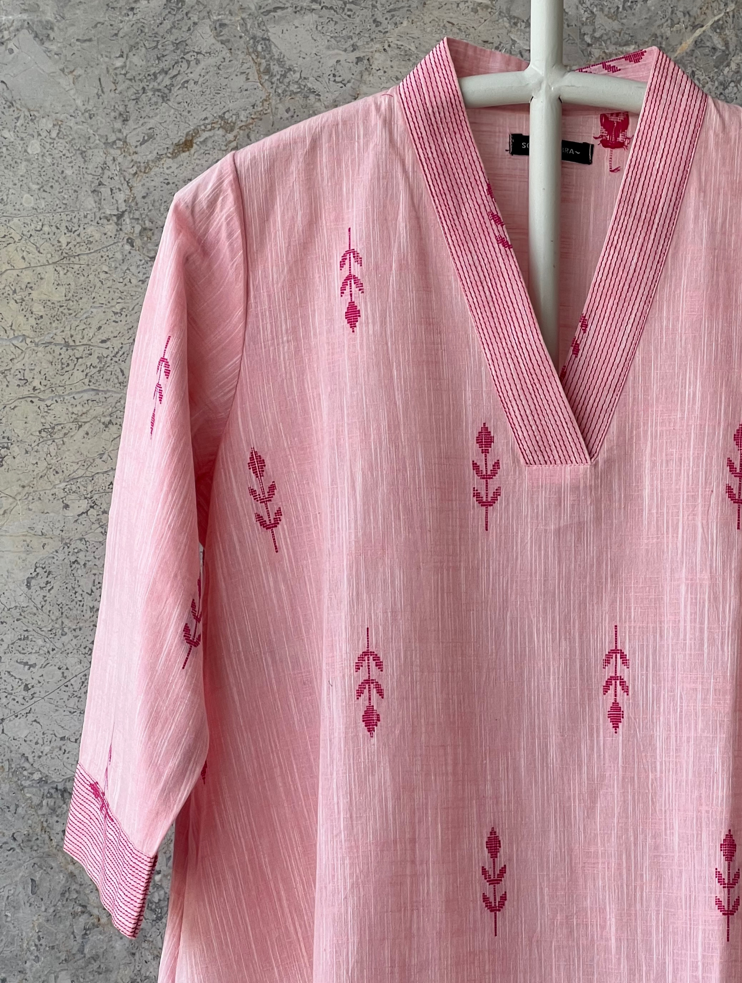 White Butti Cotton Kurta