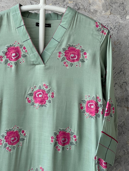 Floral Pista Rayon Kurta