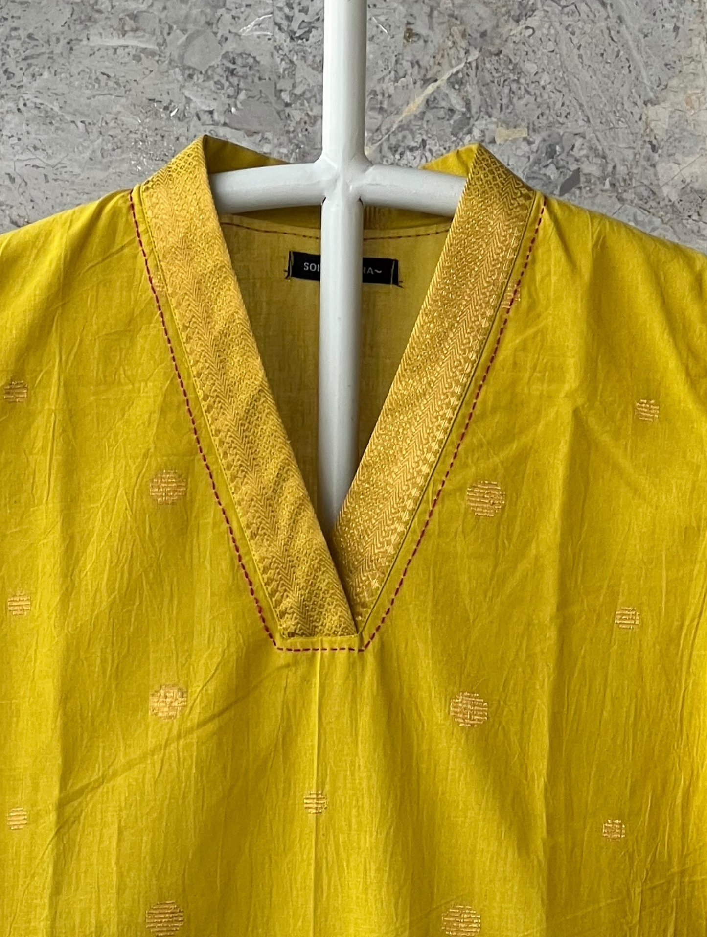 White Butti Cotton Kurta