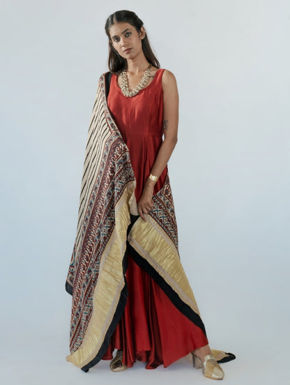 Ajrakh Silk Dupatta