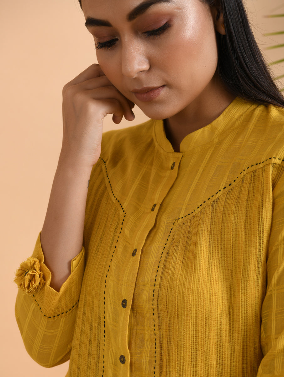 Ivory Cotton Dobby Shirt with Slip (Set of 2)