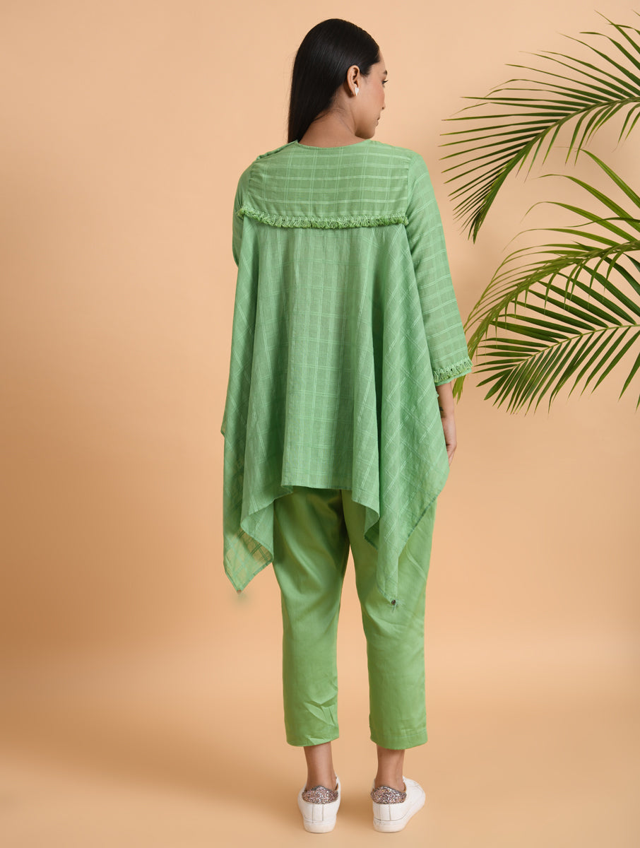 Yellow Asymmetrical Cotton Top with Tassels