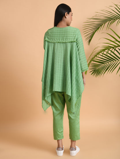 Yellow Asymmetrical Cotton Top with Tassels
