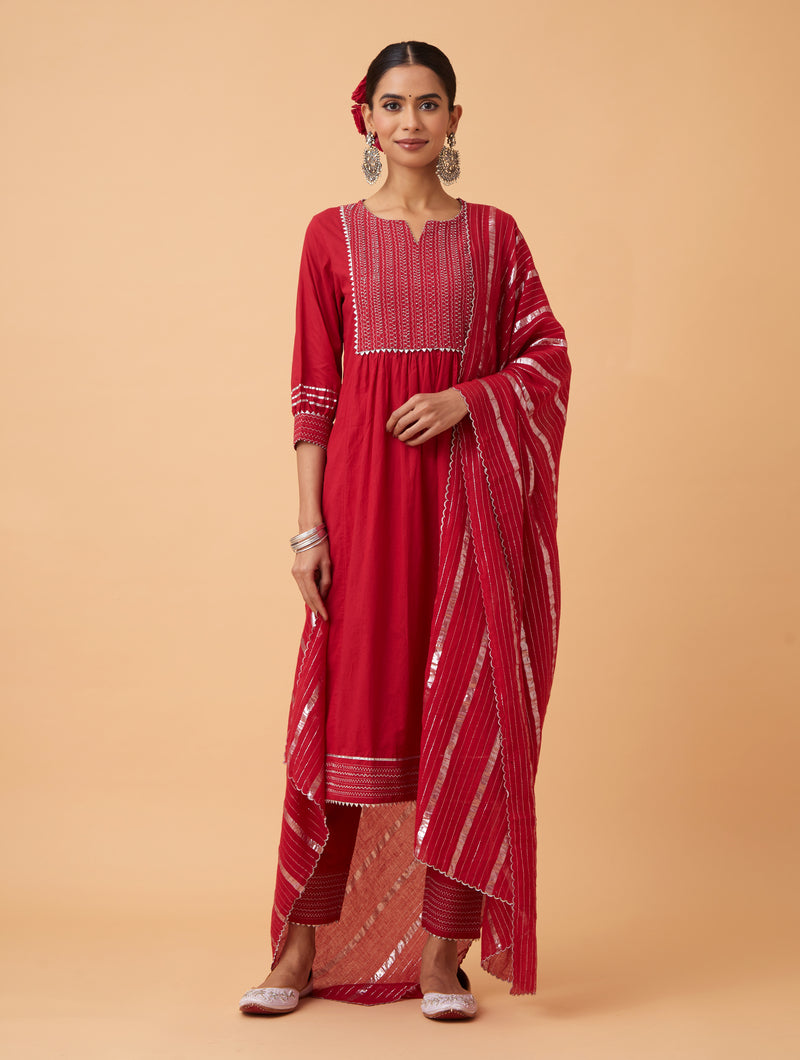 Powder Zari Kurta Set