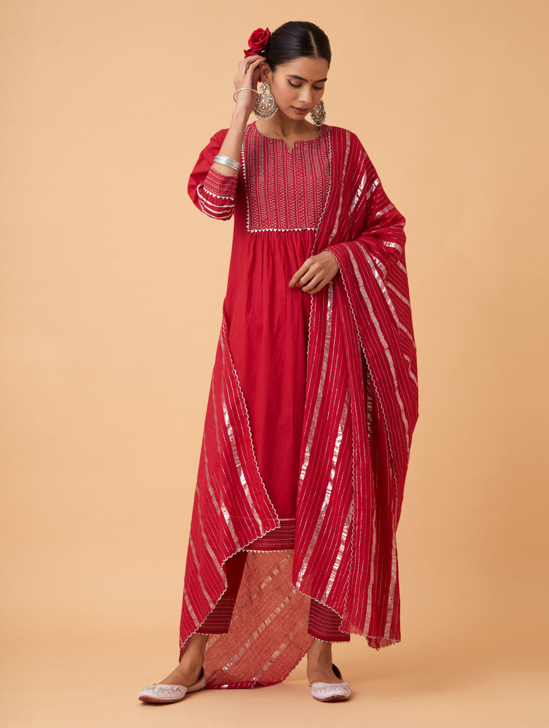 Powder Zari Kurta Set