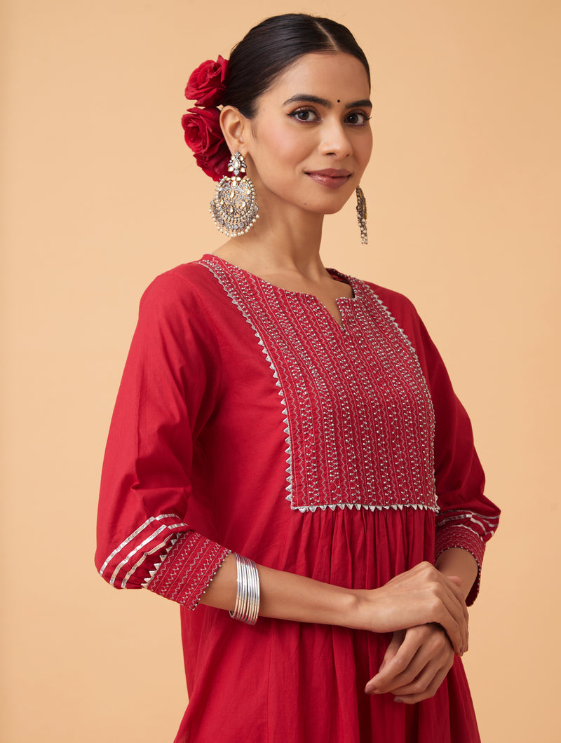 Powder Zari Kurta Set