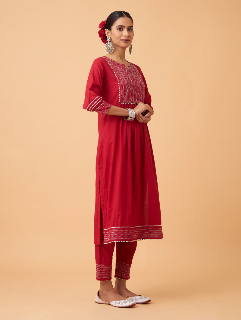 Powder Zari Kurta Set