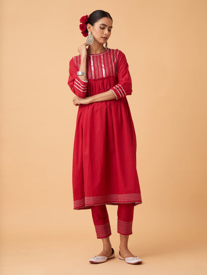 Powder Gathered Kurta Set