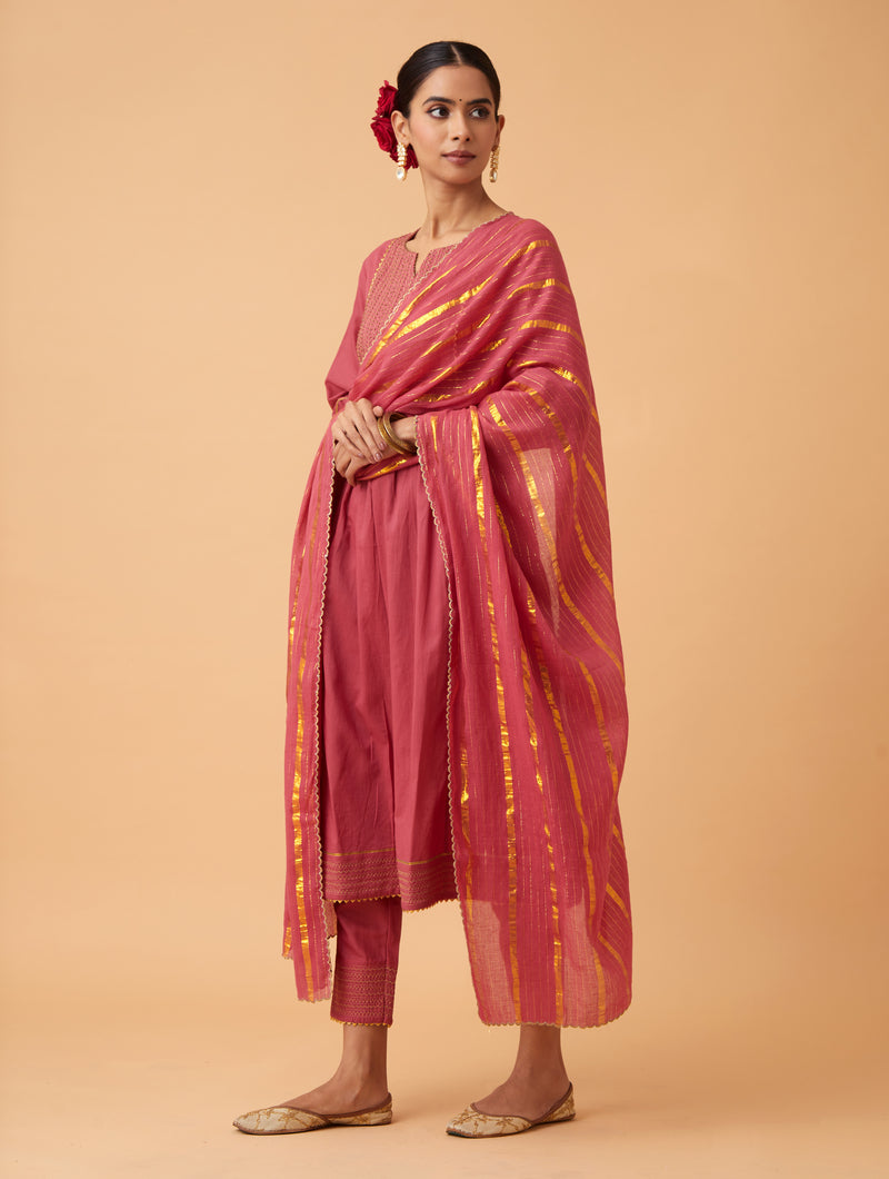 Powder Zari Kurta Set