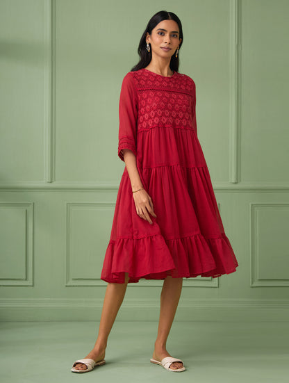 Rose Tiered Lace Dress