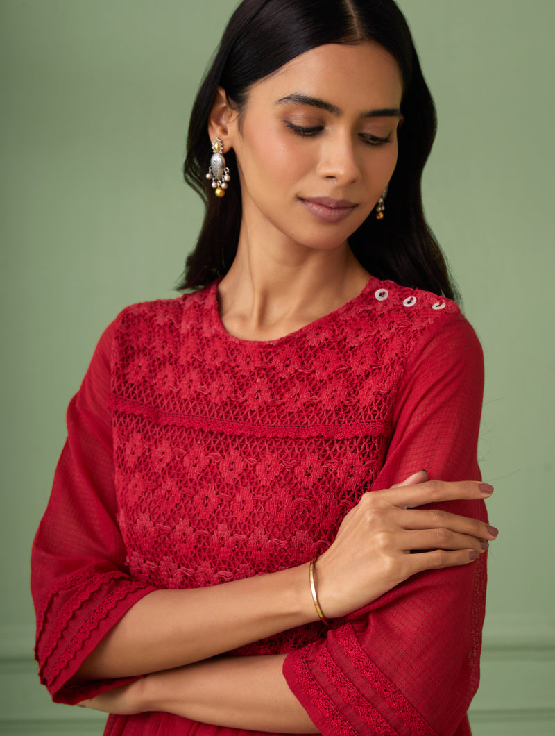 Rose Tiered Lace Dress