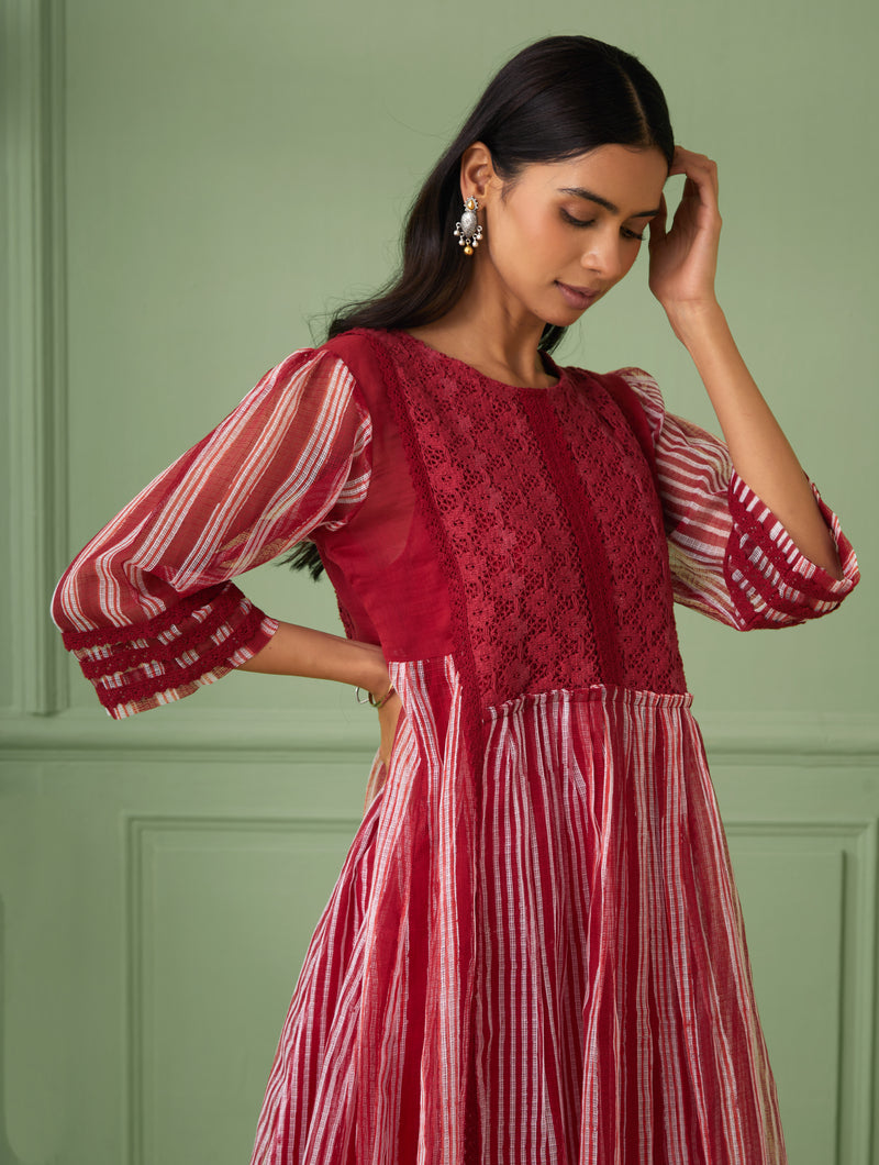 Coral-Red Maxi Dress With Slip