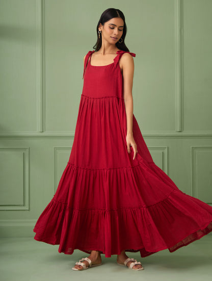 Stripe Breezy Tiered Maxi Dress