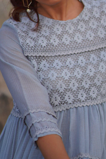 Multiprint Tiered Lace Dress