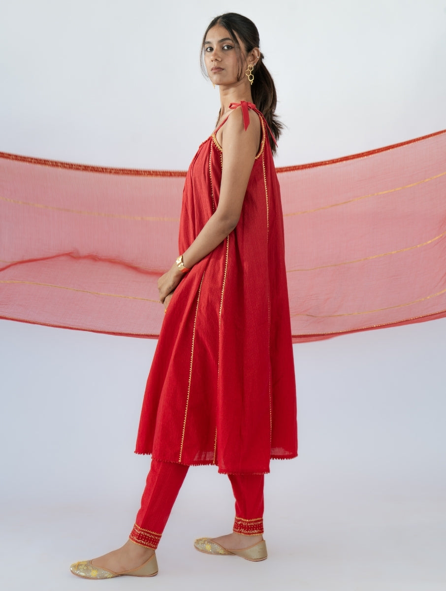 Red Lovebird Kurta Set