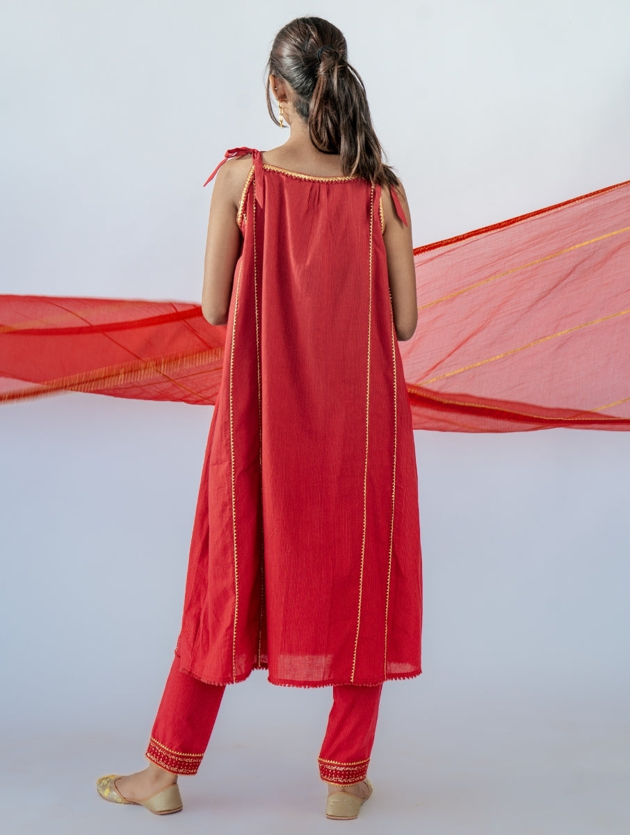 Red Lovebird Kurta Set