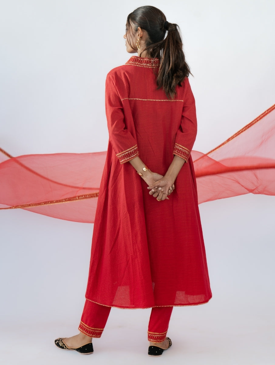 Red Umbrella-cut Kurta set