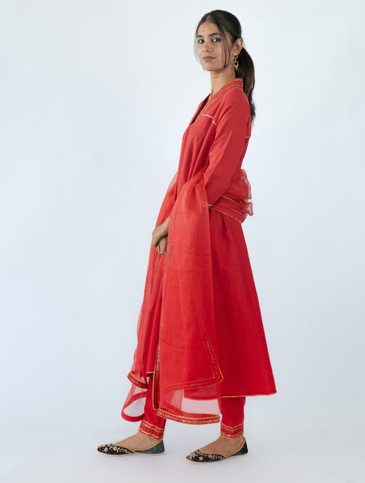Red Organza Dupatta