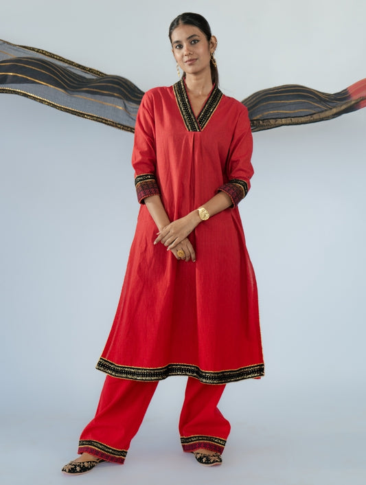 Red Kurta Set