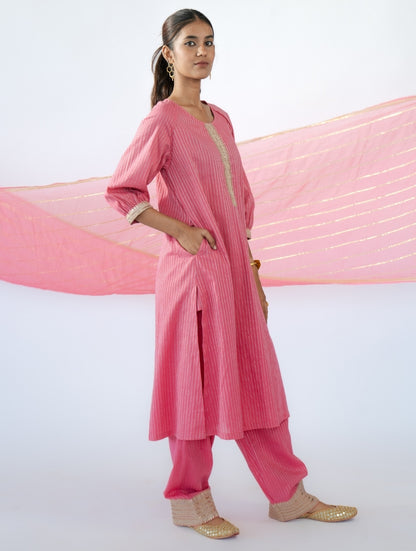 Pink Raglan Kurta Set