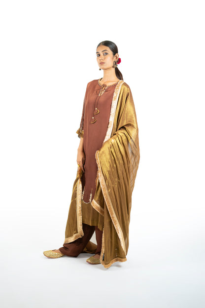 Orange Organza Kurta Set