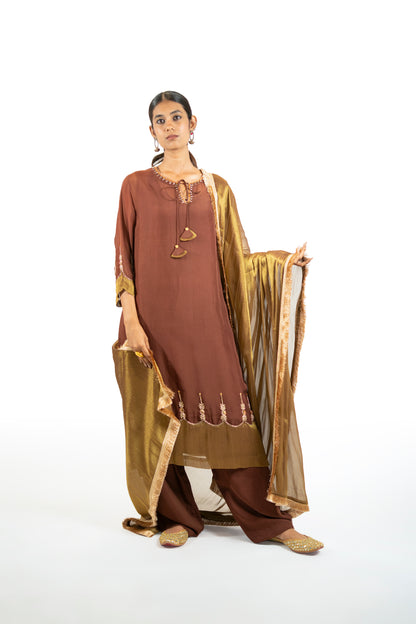 Orange Organza Kurta Set