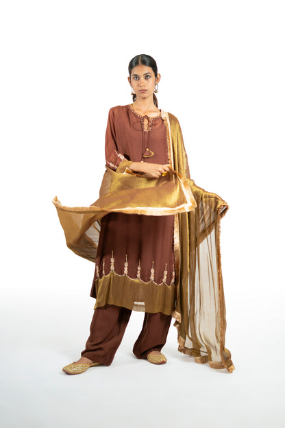 Orange Organza Kurta Set