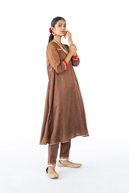 Mustard Chanderi Kurta Set