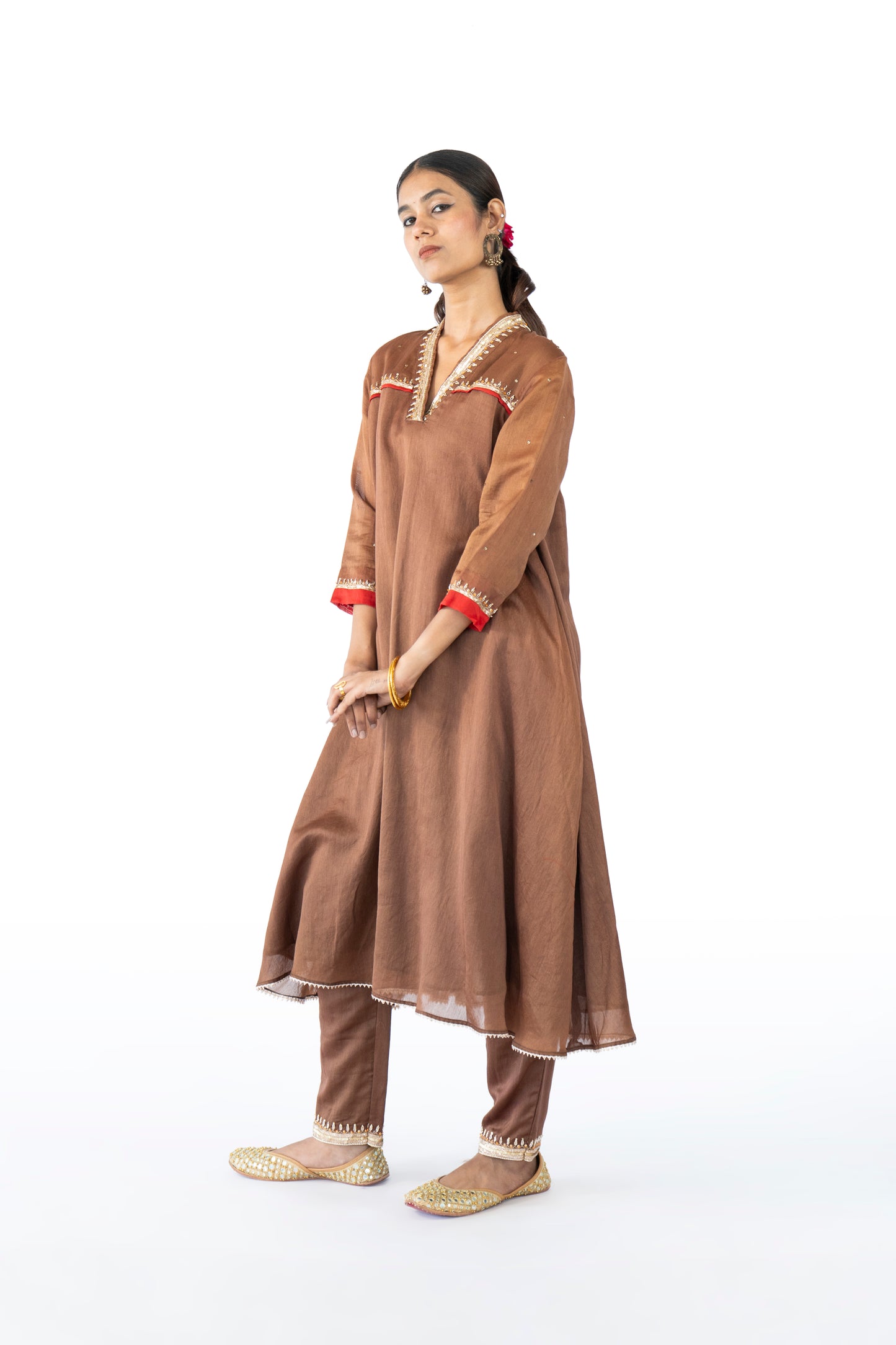 Mustard Chanderi Kurta Set