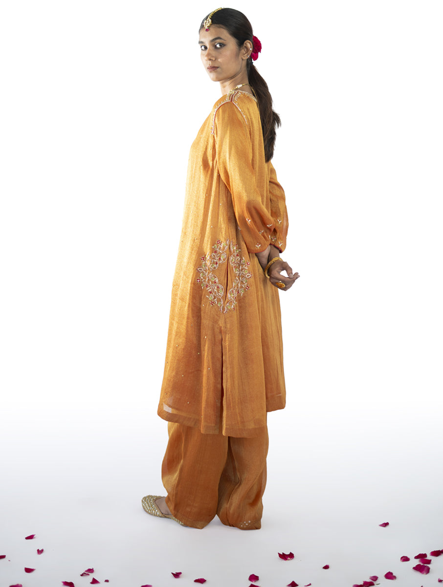 Orange Tissue Kurta Set