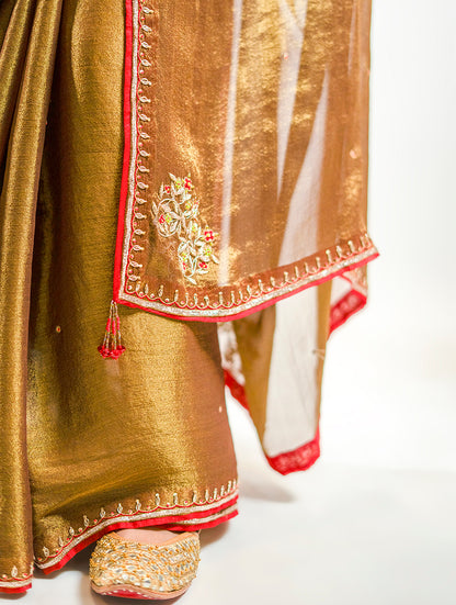 Brown Tissue Saree