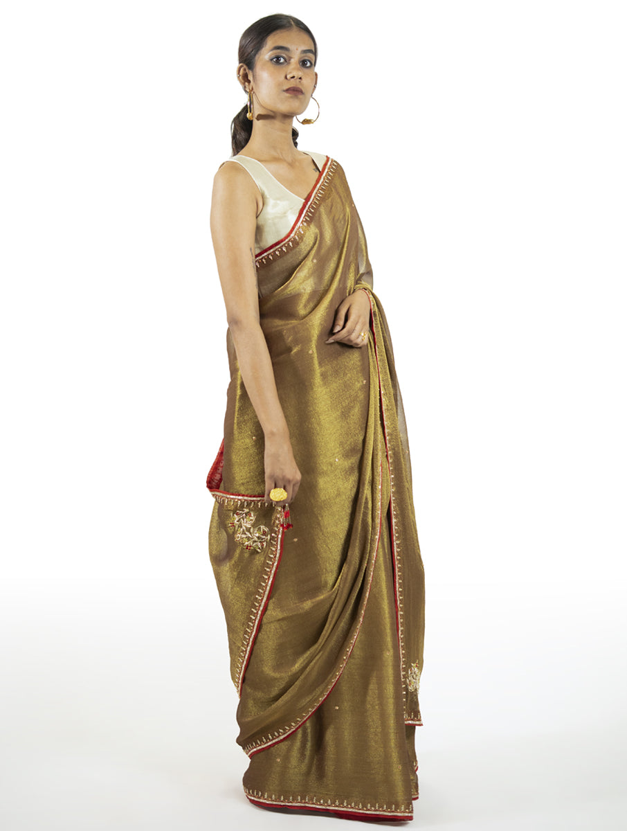 Brown Tissue Saree